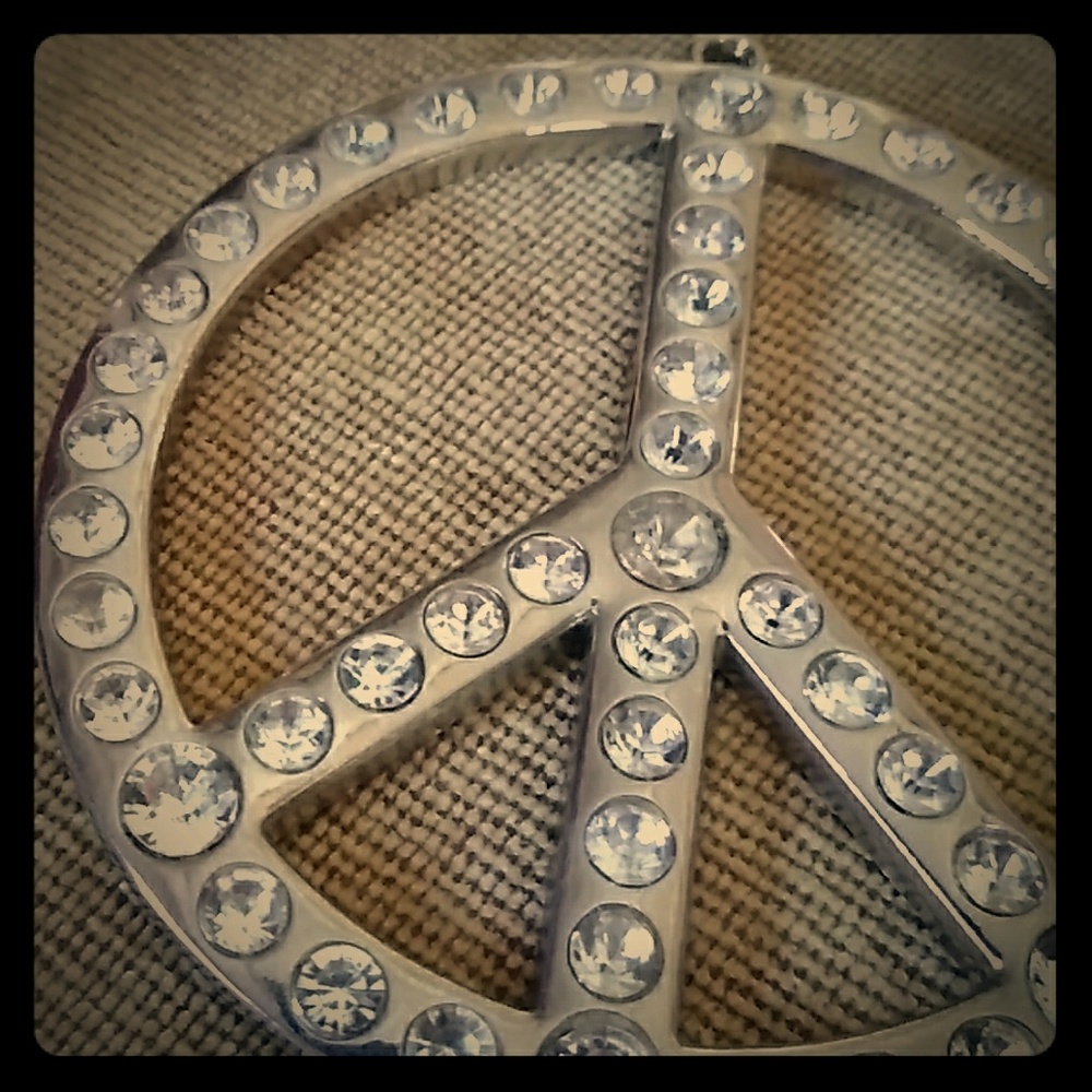 3/$20 Crystal PEACE sign Scarf clip? Pendant?